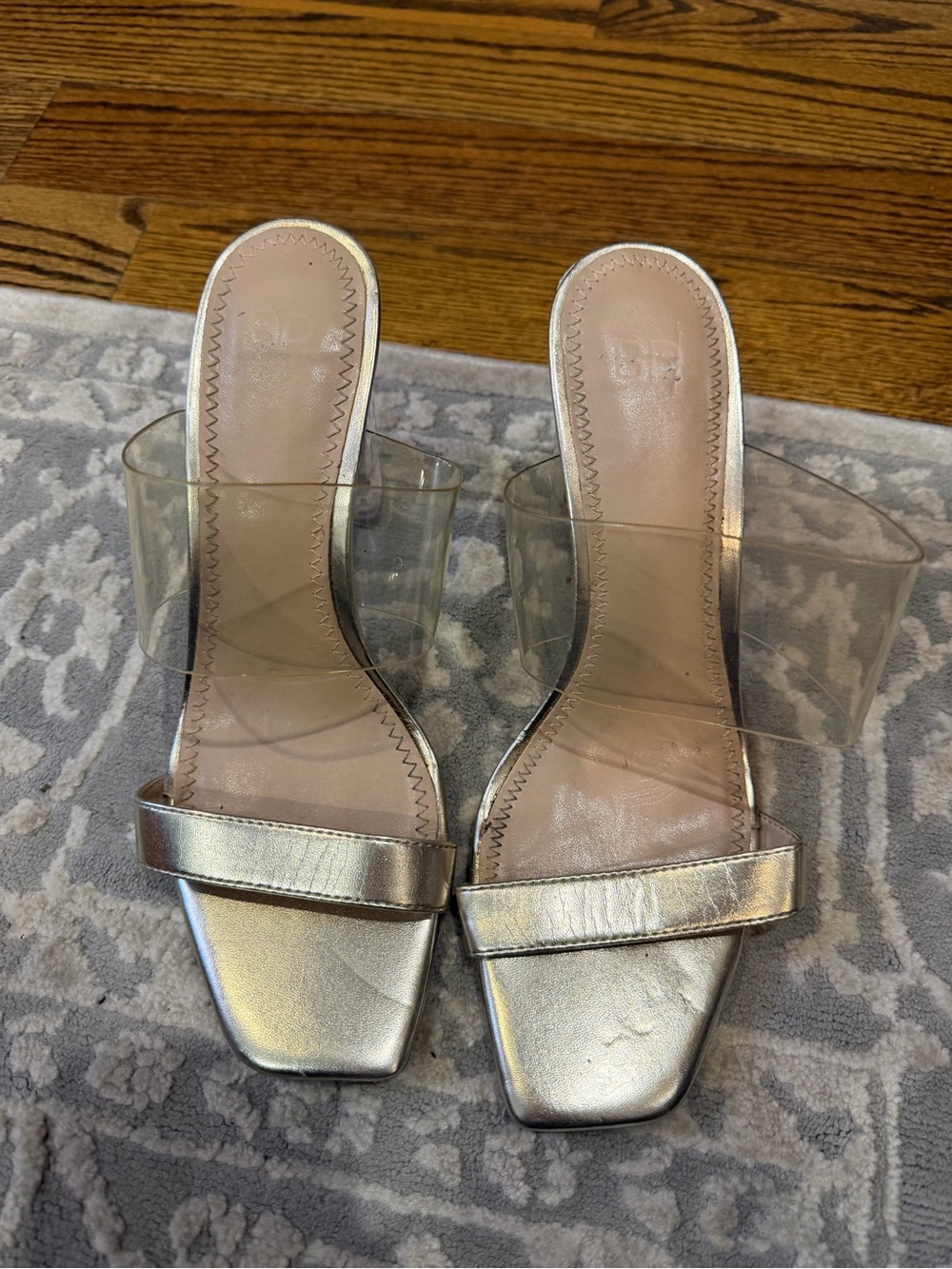 bp Gold Metallic and Clear Slide Mules